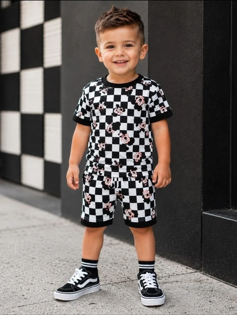 Mickey Mouse Checkered Boys Short Set